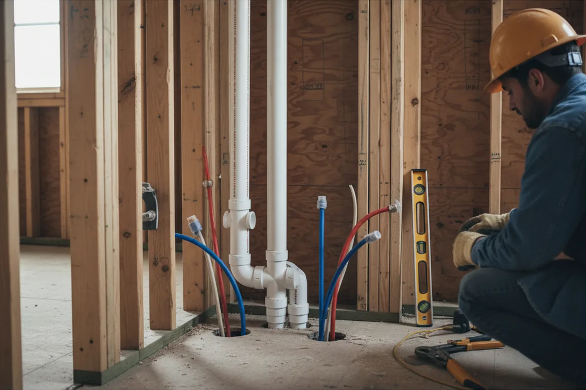 Drain and supply rough-in during Toilet Repair and Installation in Wrightsville